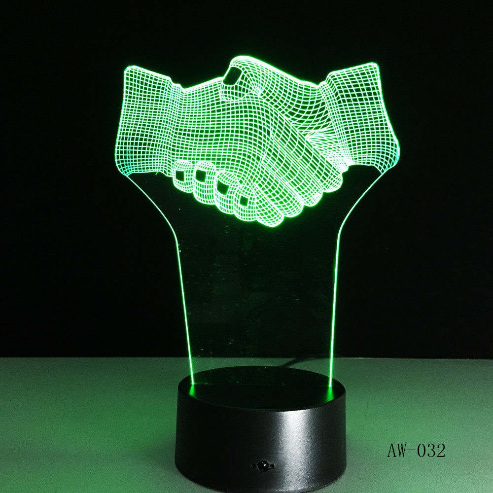Hand Shake 3d Visual Illusion Lamp Transparent Acrylic Night Light Led Fairy Lampa Color Changing Touch Table Bulbing AW-032