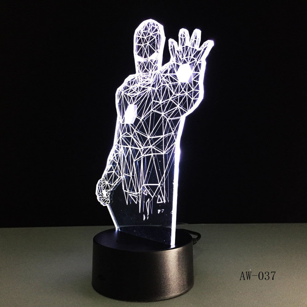 Novelty Superhero Ironman Action Figure 7 Colors Changing LED 3D Night Lamp lampada Child Table Bedroom Bedside Gifts AW-037