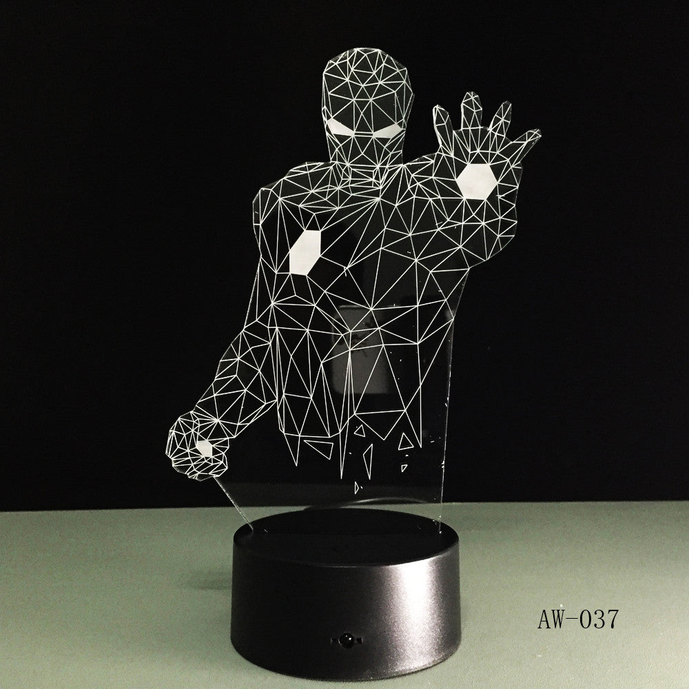 Novelty Superhero Ironman Action Figure 7 Colors Changing LED 3D Night Lamp lampada Child Table Bedroom Bedside Gifts AW-037