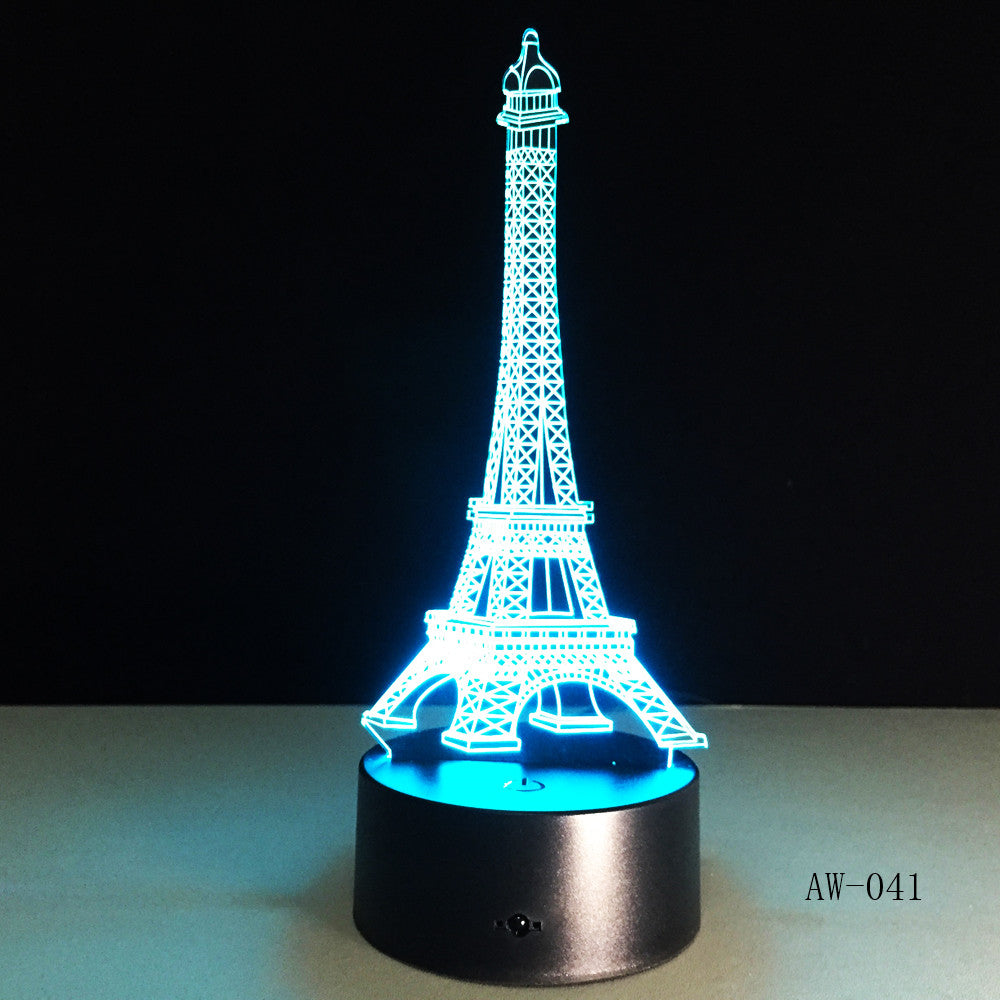 3D Night Light 7 Color Eiffel Tower Desk Lamp Remote Touch USB LED Night Light Home Decor Christmas Gift For Children AW-041