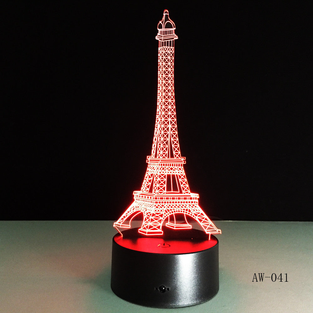 3D Night Light 7 Color Eiffel Tower Desk Lamp Remote Touch USB LED Night Light Home Decor Christmas Gift For Children AW-041