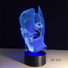 Novelty 3D Night Light Cartoon Figure 3D Lamp Cool Superhero Two-Faced Joker Batman 7 Colors Change Table Bedroom Lamp AW-044