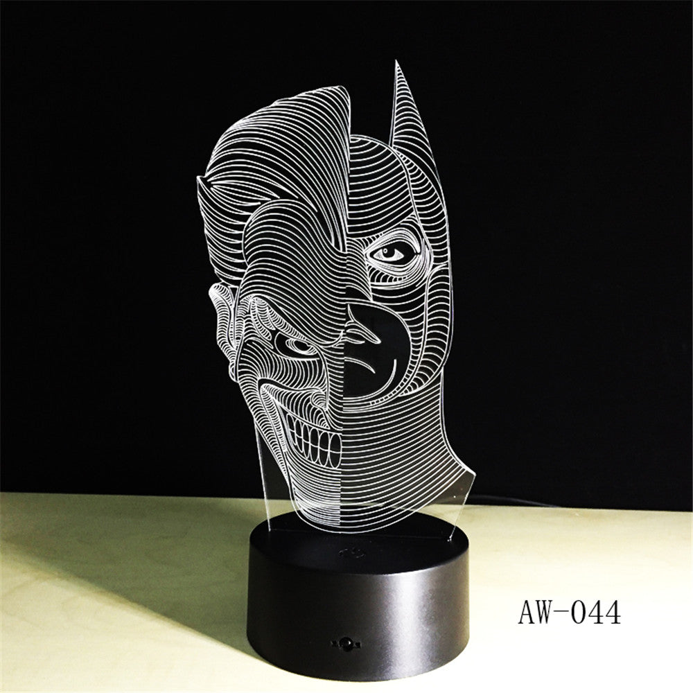 Novelty 3D Night Light Cartoon Figure 3D Lamp Cool Superhero Two-Faced Joker Batman 7 Colors Change Table Bedroom Lamp AW-044