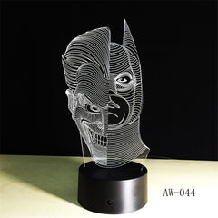 Novelty 3D Night Light Cartoon Figure 3D Lamp Cool Superhero Two-Faced Joker Batman 7 Colors Change Table Bedroom Lamp AW-044