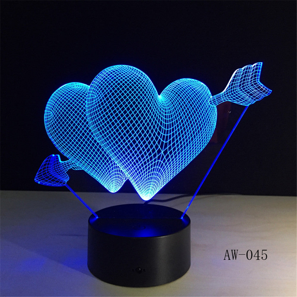 Love Romantic 3D Arrow Through the Heart LED Night Light Desk Lamp Wedding Bedroom Decor Lovers Couple Sweetheart Gift AW-045