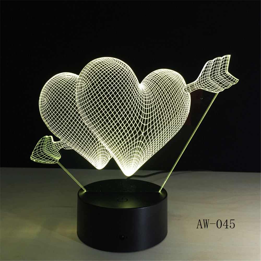 Love Romantic 3D Arrow Through the Heart LED Night Light Desk Lamp Wedding Bedroom Decor Lovers Couple Sweetheart Gift AW-045