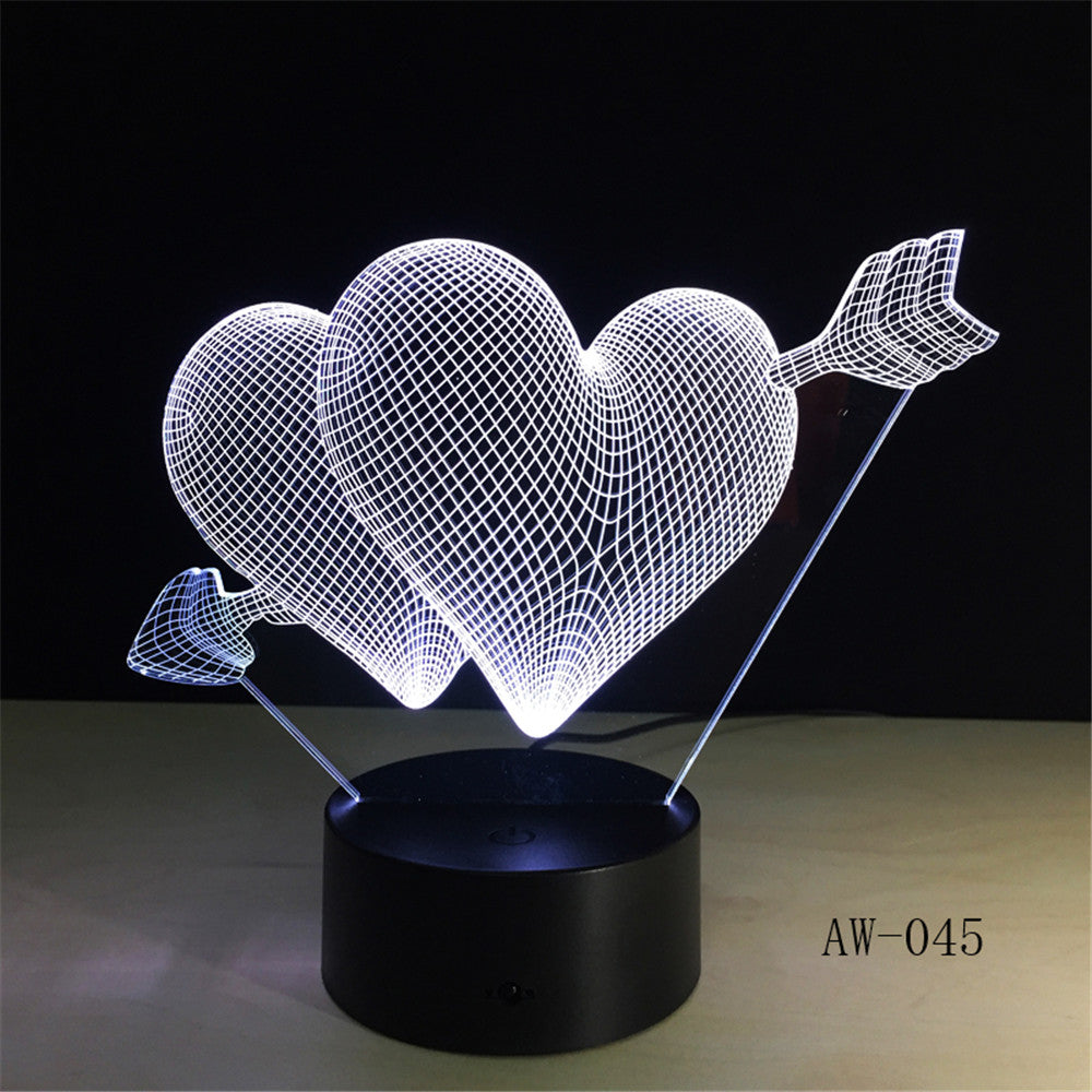 Love Romantic 3D Arrow Through the Heart LED Night Light Desk Lamp Wedding Bedroom Decor Lovers Couple Sweetheart Gift AW-045