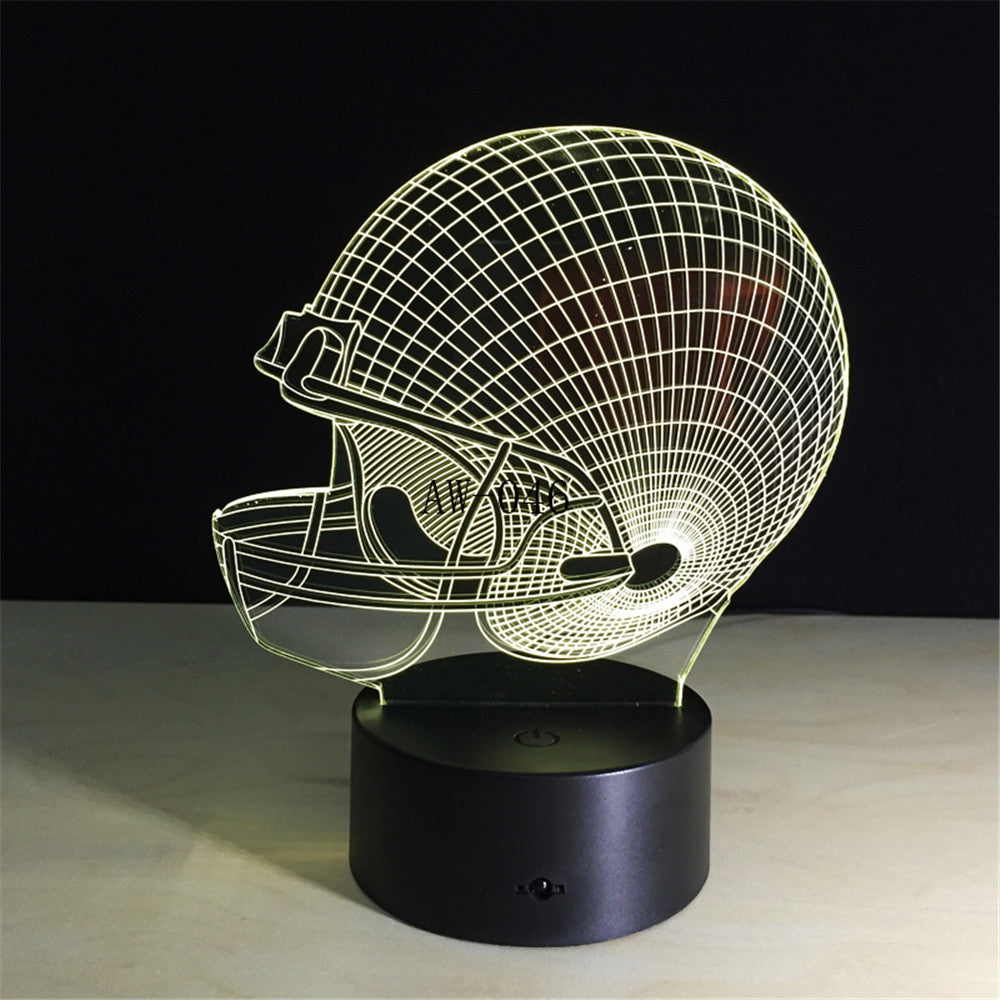 American Football Helmet Sports Caps Star 3D Lamp Team Logo Custom Made Multicolors Lava LED Lighting Night Luminaria AW-046
