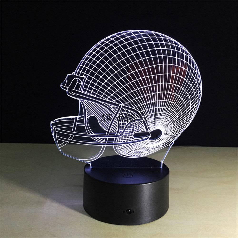 American Football Helmet Sports Caps Star 3D Lamp Team Logo Custom Made Multicolors Lava LED Lighting Night Luminaria AW-046