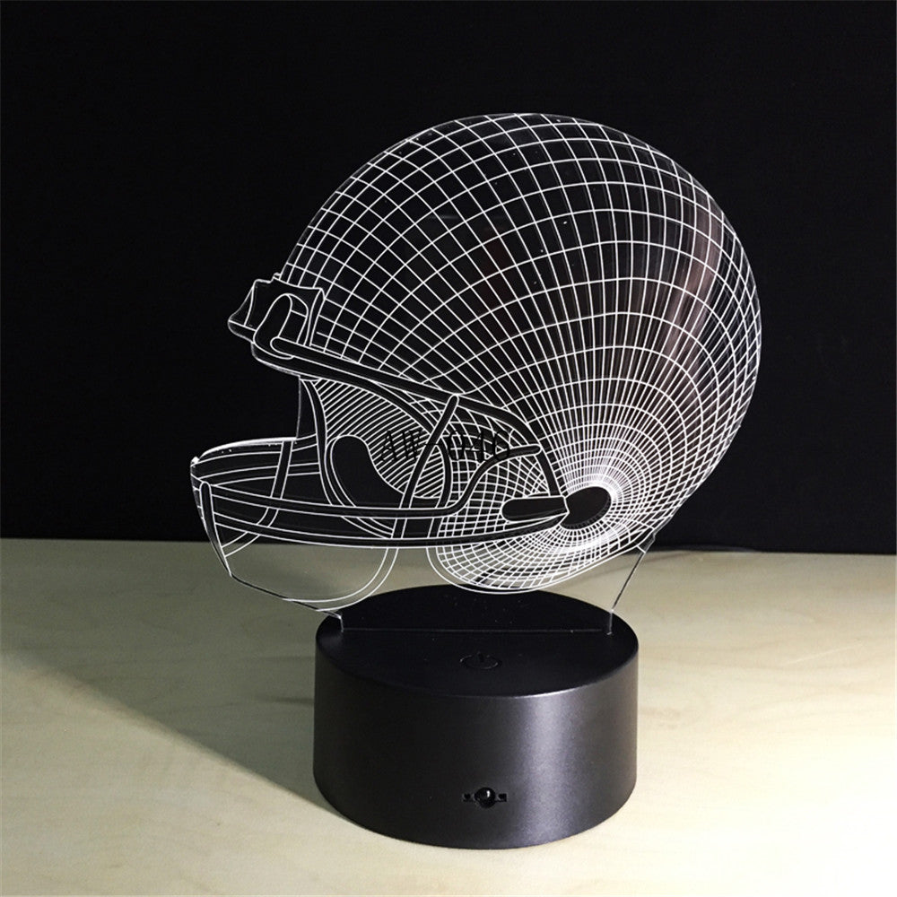 American Football Helmet Sports Caps Star 3D Lamp Team Logo Custom Made Multicolors Lava LED Lighting Night Luminaria AW-046