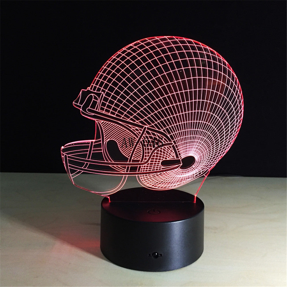 American Football Helmet Sports Caps Star 3D Lamp Team Logo Custom Made Multicolors Lava LED Lighting Night Luminaria AW-046