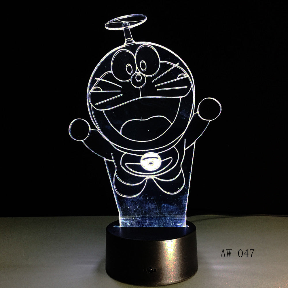 Doraemon 3D Stereo Vision Lamp Acrylic 7 Colors Changing USB Bedroom Bedside Nightlight Creative Desk lamp Kid's Gift AW-047
