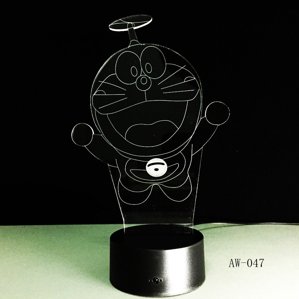 Doraemon 3D Stereo Vision Lamp Acrylic 7 Colors Changing USB Bedroom Bedside Nightlight Creative Desk lamp Kid's Gift AW-047