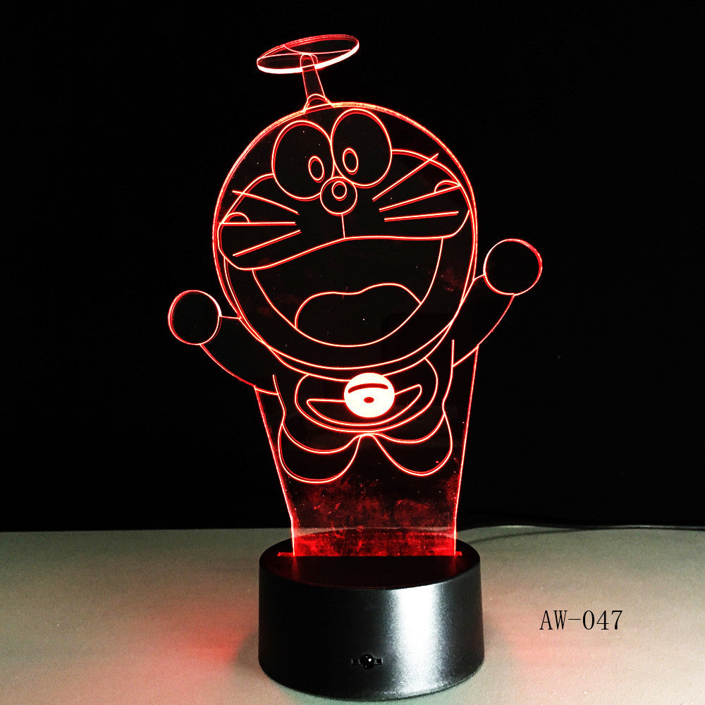 Doraemon 3D Stereo Vision Lamp Acrylic 7 Colors Changing USB Bedroom Bedside Nightlight Creative Desk lamp Kid's Gift AW-047