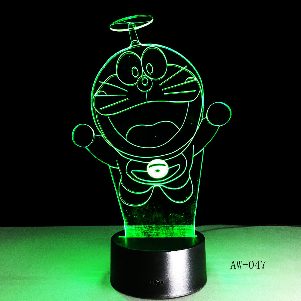 Doraemon 3D Stereo Vision Lamp Acrylic 7 Colors Changing USB Bedroom Bedside Nightlight Creative Desk lamp Kid's Gift AW-047