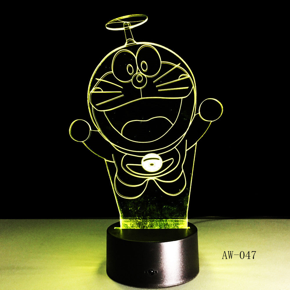 Doraemon 3D Stereo Vision Lamp Acrylic 7 Colors Changing USB Bedroom Bedside Nightlight Creative Desk lamp Kid's Gift AW-047