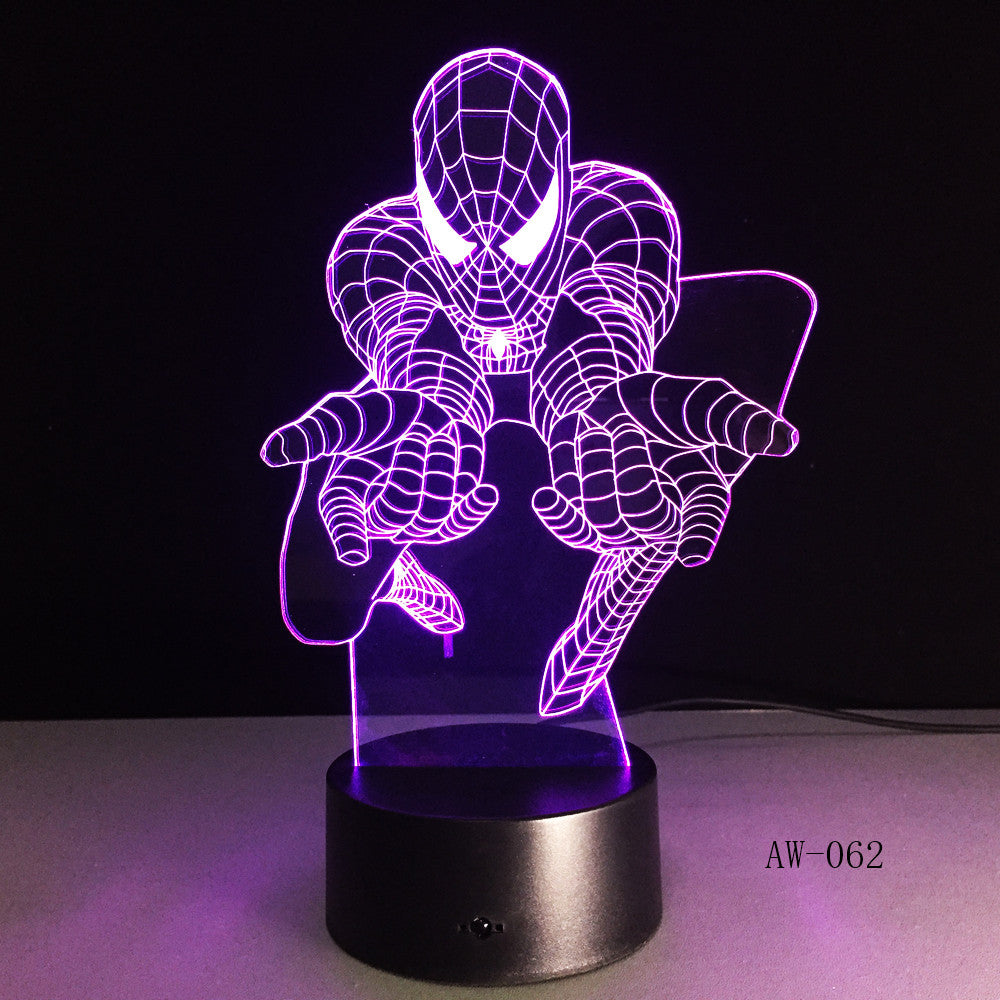 Superhero Man Figure Spiderman 3D Lamp 7 Color Led Gradient Night Light Kids Lampara Sleeping Creative Festival Gift AW-062