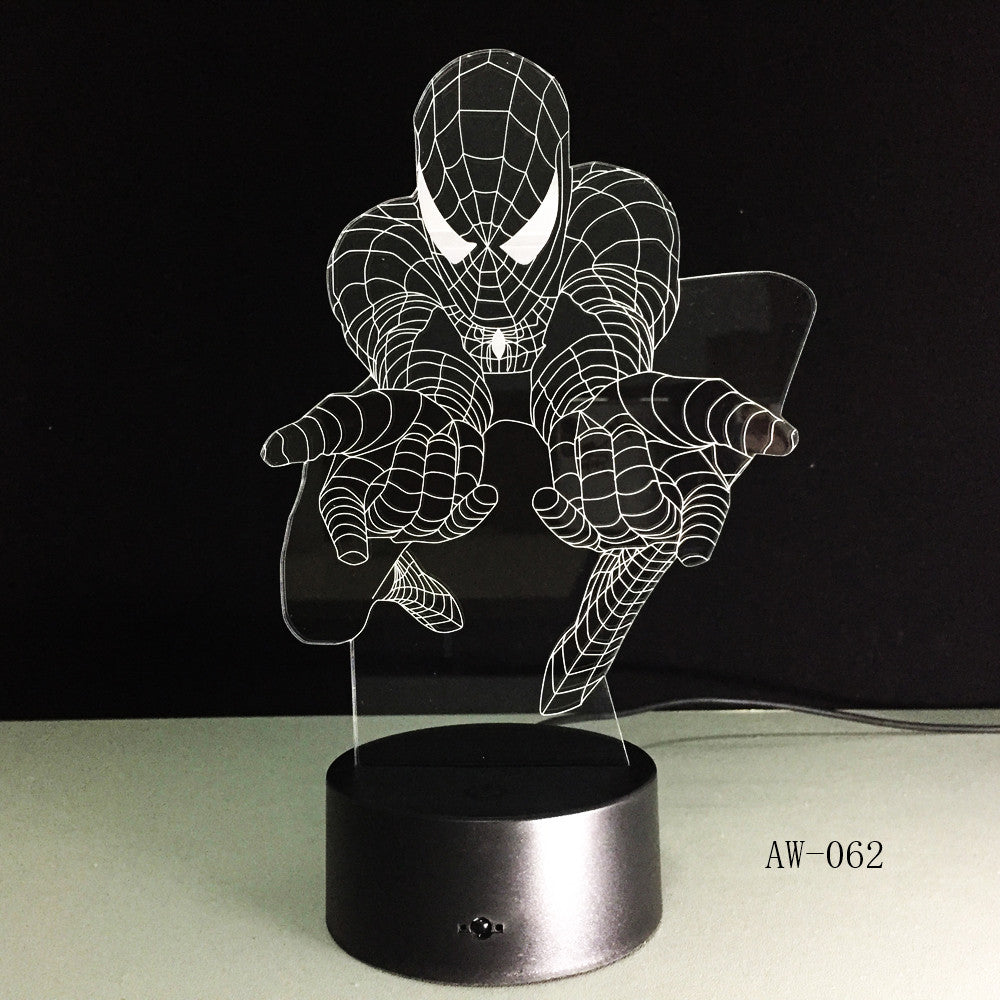 Superhero Man Figure Spiderman 3D Lamp 7 Color Led Gradient Night Light Kids Lampara Sleeping Creative Festival Gift AW-062