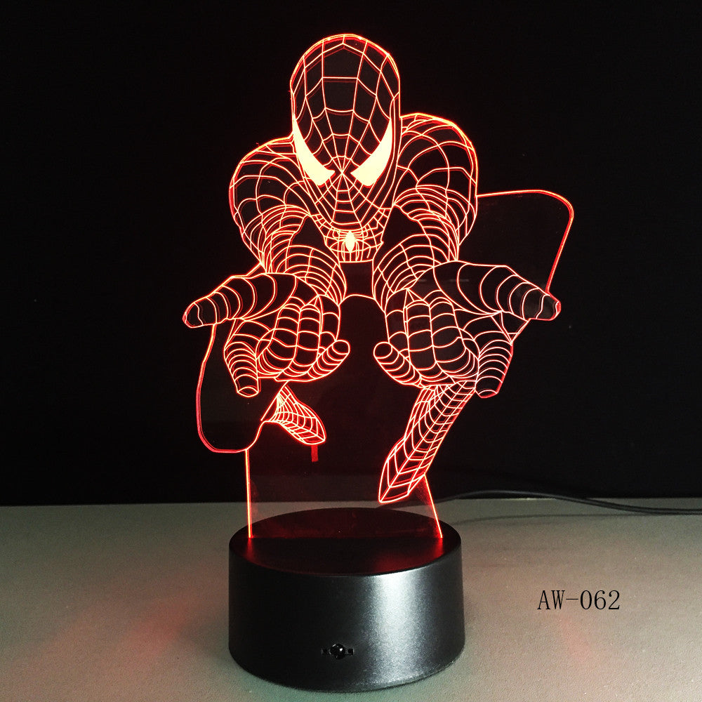 Superhero Man Figure Spiderman 3D Lamp 7 Color Led Gradient Night Light Kids Lampara Sleeping Creative Festival Gift AW-062
