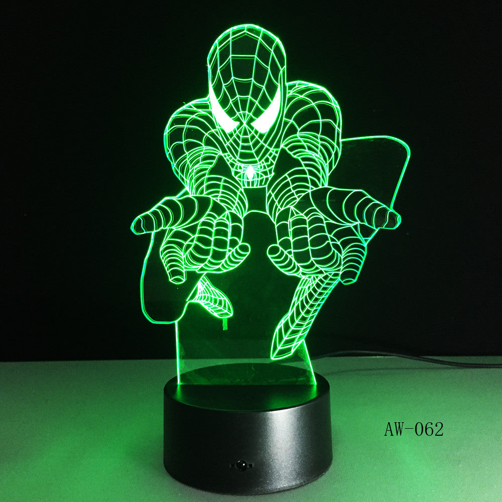Superhero Man Figure Spiderman 3D Lamp 7 Color Led Gradient Night Light Kids Lampara Sleeping Creative Festival Gift AW-062