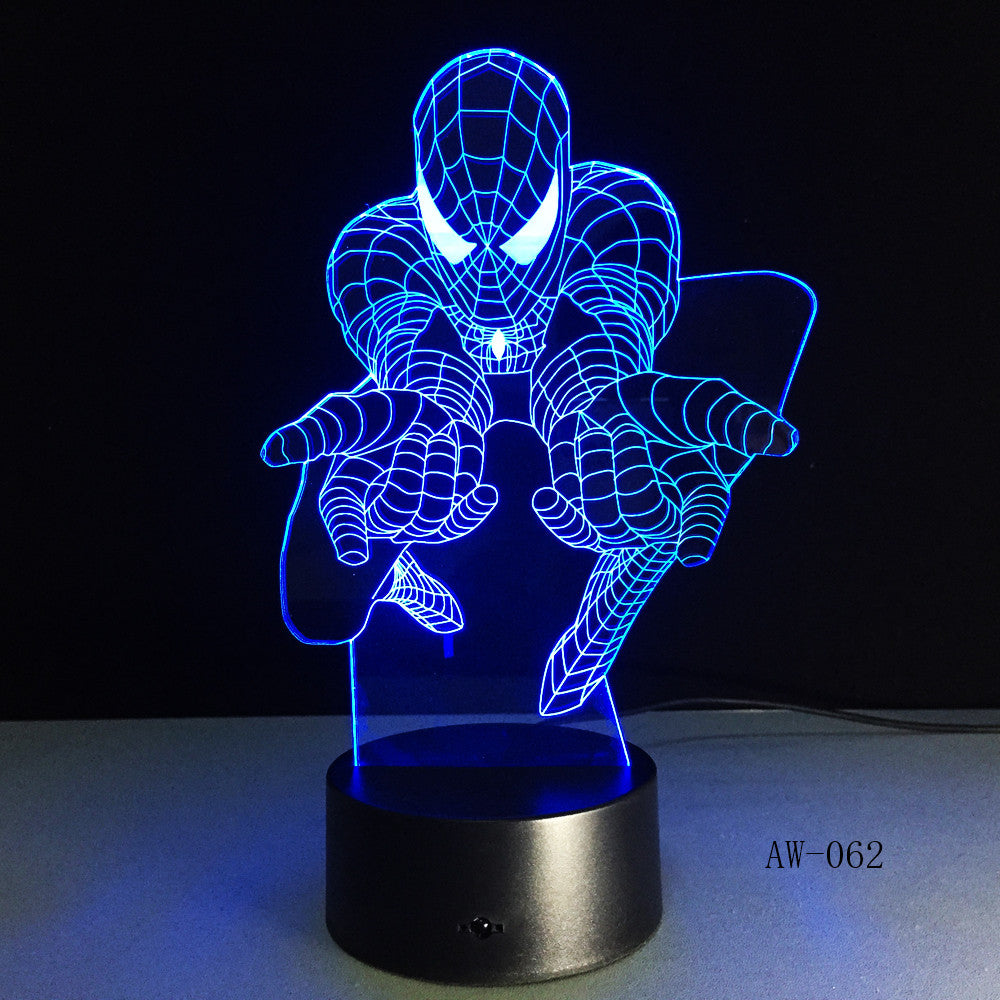 Superhero Man Figure Spiderman 3D Lamp 7 Color Led Gradient Night Light Kids Lampara Sleeping Creative Festival Gift AW-062
