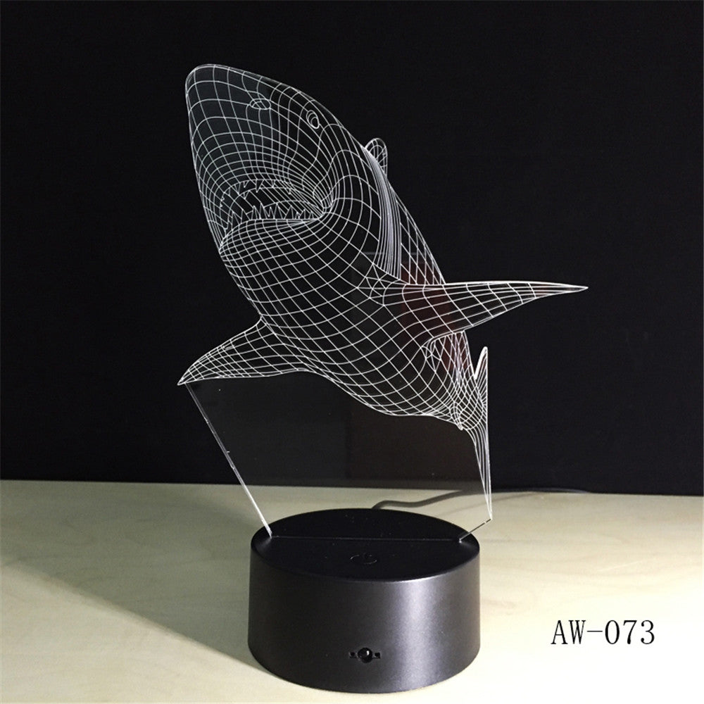 3d Led Light Night Creative Shark Kids Table Lamp Hologram Illusion Bedroom Living Room 7 Colors Usb Led Light Lamp AW-073