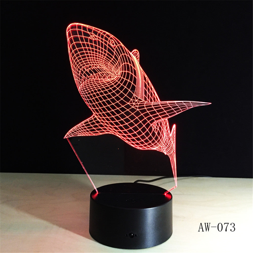 3d Led Light Night Creative Shark Kids Table Lamp Hologram Illusion Bedroom Living Room 7 Colors Usb Led Light Lamp AW-073
