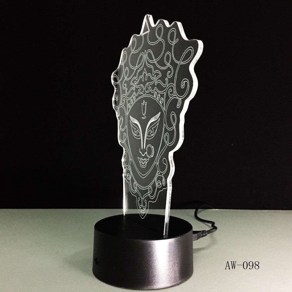 Unique Chinese Style 3D Peking Opera LED Lamp Innovative Gadget Decor 7 Colors Changing Night Light Home lighting RC Gift AW-098