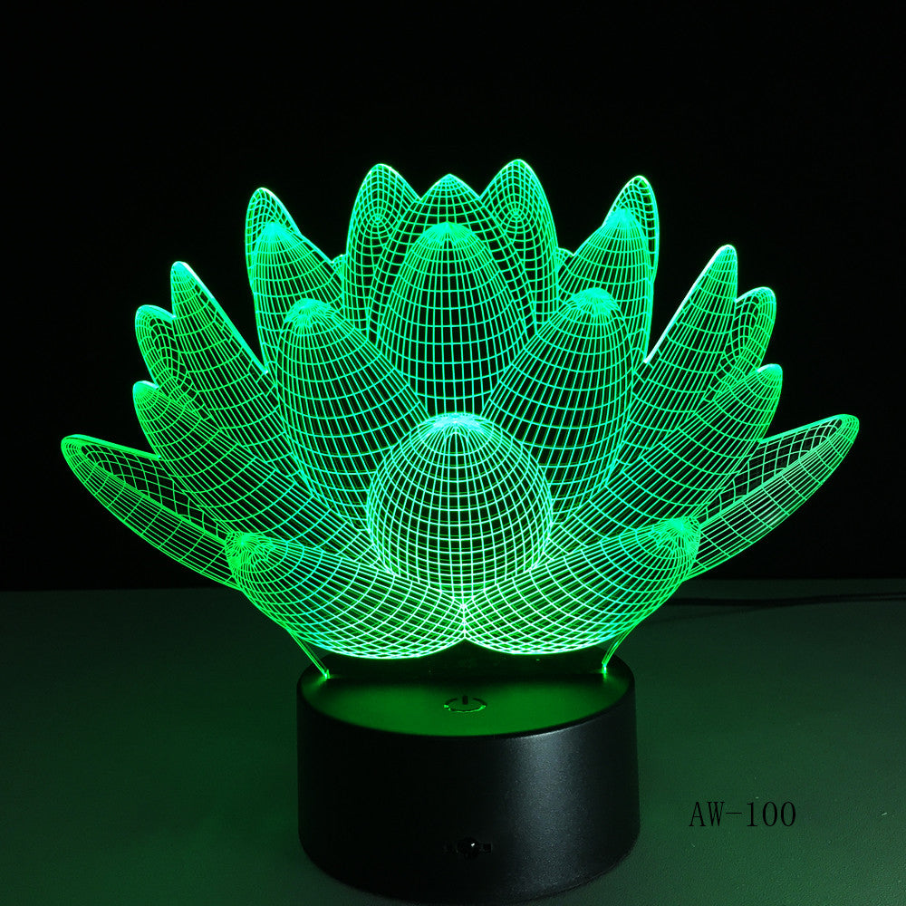 7 Color Changing Touch Lotus 3D Colorful Night Light Strange Stereoscopic Visual Illusion Lamp LED Lamp Decor Light Mood Lamp