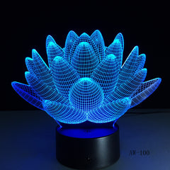 7 Color Changing Touch Lotus 3D Colorful Night Light Strange Stereoscopic Visual Illusion Lamp LED Lamp Decor Light Mood Lamp