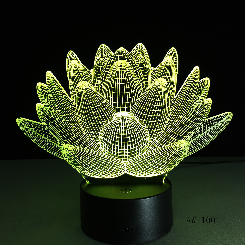 7 Color Changing Touch Lotus 3D Colorful Night Light Strange Stereoscopic Visual Illusion Lamp LED Lamp Decor Light Mood Lamp