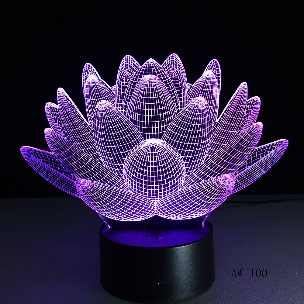 7 Color Changing Touch Lotus 3D Colorful Night Light Strange Stereoscopic Visual Illusion Lamp LED Lamp Decor Light Mood Lamp