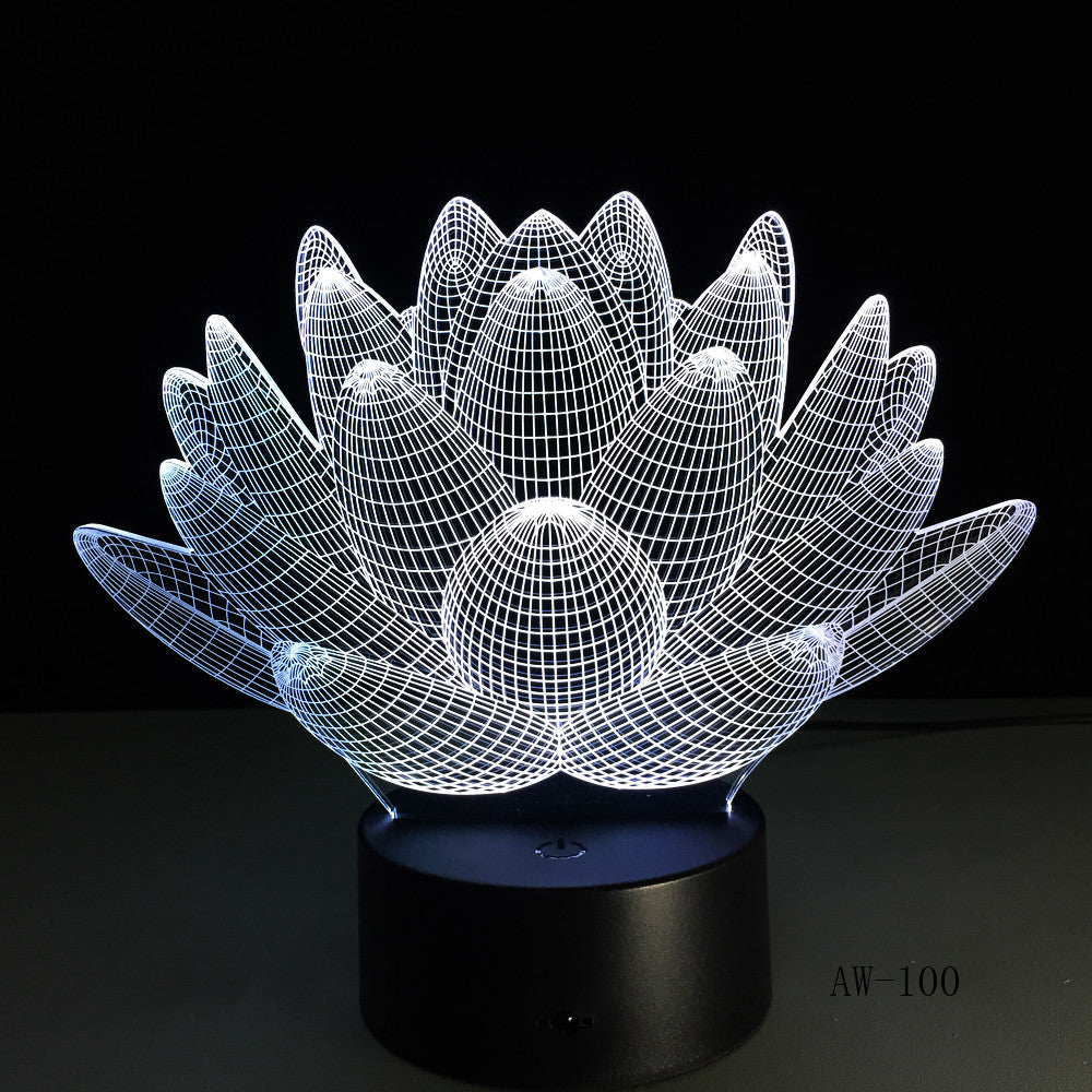 7 Color Changing Touch Lotus 3D Colorful Night Light Strange Stereoscopic Visual Illusion Lamp LED Lamp Decor Light Mood Lamp