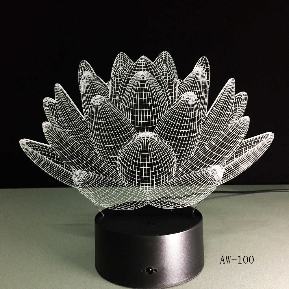 7 Color Changing Touch Lotus 3D Colorful Night Light Strange Stereoscopic Visual Illusion Lamp LED Lamp Decor Light Mood Lamp