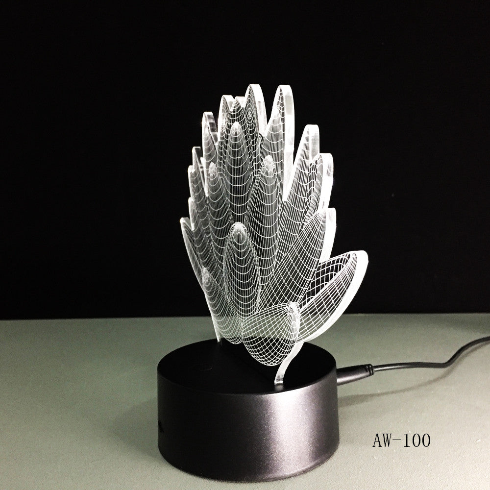 7 Color Changing Touch Lotus 3D Colorful Night Light Strange Stereoscopic Visual Illusion Lamp LED Lamp Decor Light Mood Lamp