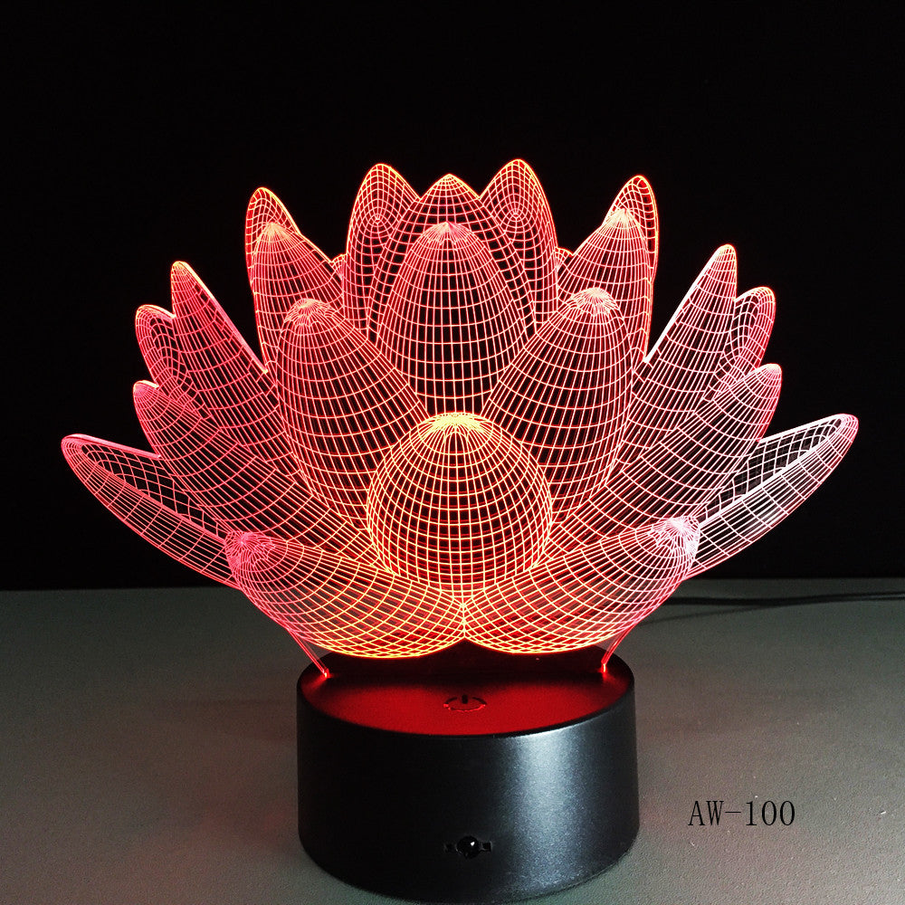 7 Color Changing Touch Lotus 3D Colorful Night Light Strange Stereoscopic Visual Illusion Lamp LED Lamp Decor Light Mood Lamp