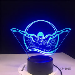 Swimming Acrylic LED 3D Night light USB 7 Color With Remote Lamp Creative Baby Sleeping Atmosphere Lamp Best Toy Gifts AW-1015