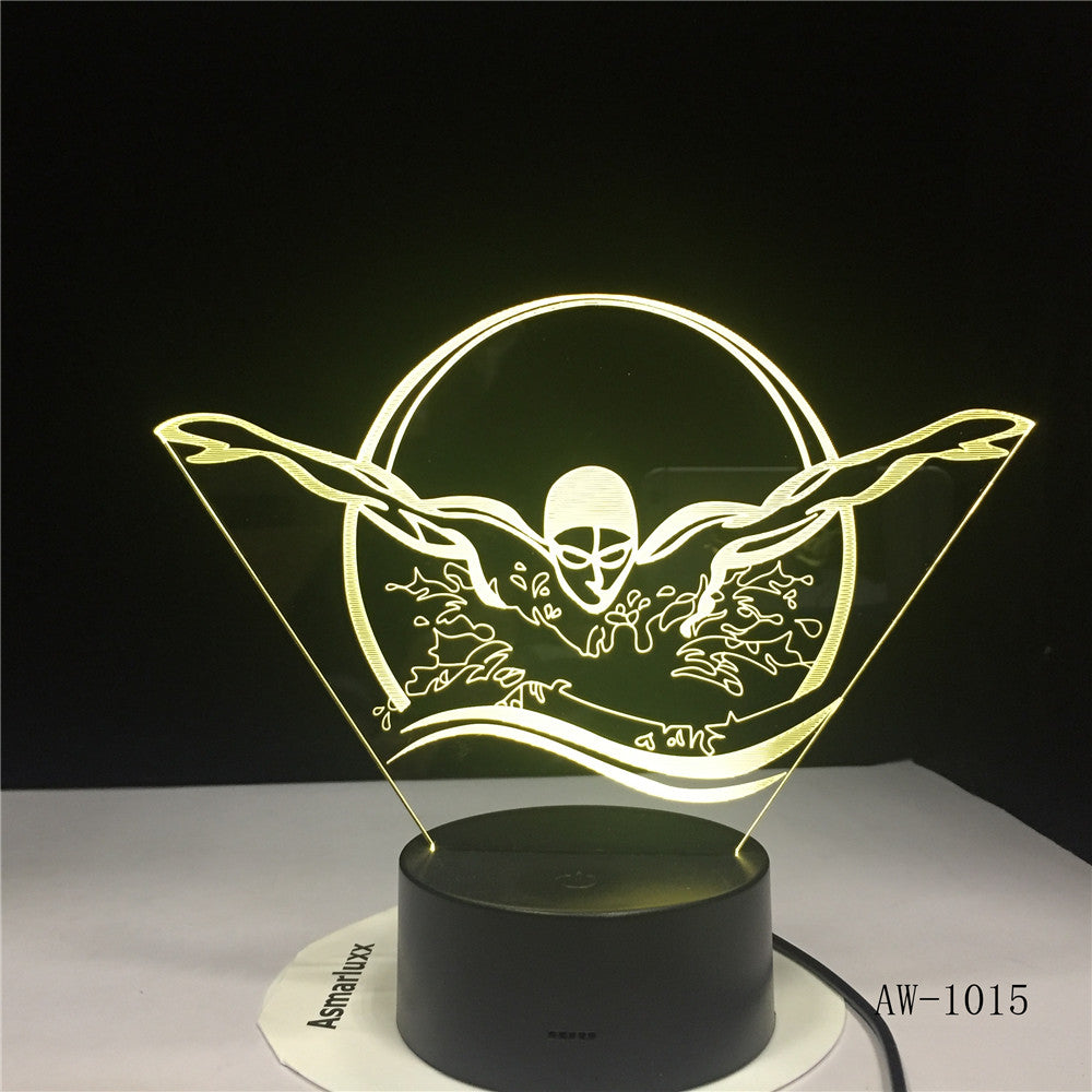 Swimming Acrylic LED 3D Night light USB 7 Color With Remote Lamp Creative Baby Sleeping Atmosphere Lamp Best Toy Gifts AW-1015