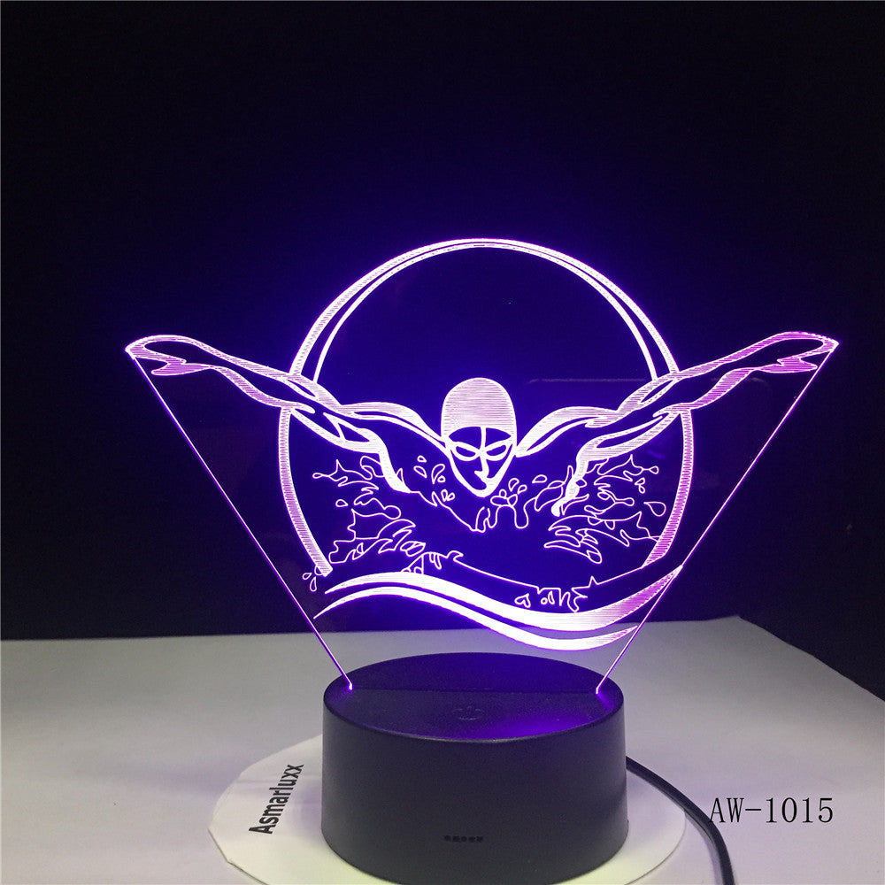 Swimming Acrylic LED 3D Night light USB 7 Color With Remote Lamp Creative Baby Sleeping Atmosphere Lamp Best Toy Gifts AW-1015