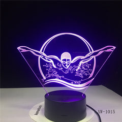 Swimming Acrylic LED 3D Night light USB 7 Color With Remote Lamp Creative Baby Sleeping Atmosphere Lamp Best Toy Gifts AW-1015