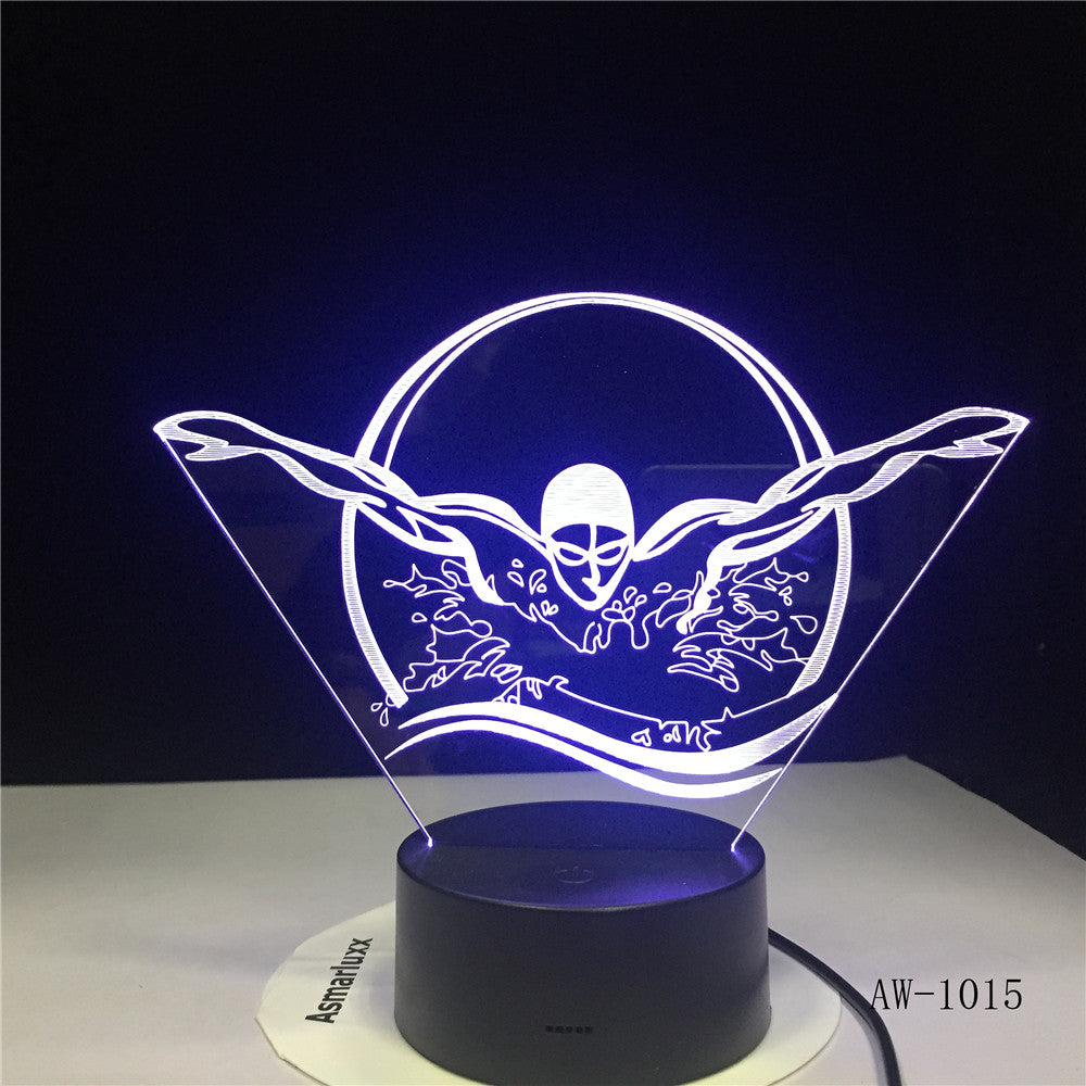 Swimming Acrylic LED 3D Night light USB 7 Color With Remote Lamp Creative Baby Sleeping Atmosphere Lamp Best Toy Gifts AW-1015