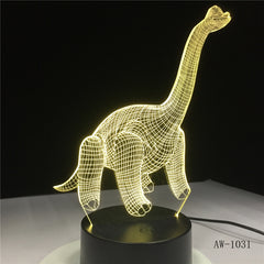 3D Illusion Led Lamp Brontosaurus Diplodocus Dicraeosaurus Isisaurus Thecodontosaurus Dinosaur 7 Color Lamp Boys Gifts AW-1031