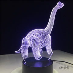3D Illusion Led Lamp Brontosaurus Diplodocus Dicraeosaurus Isisaurus Thecodontosaurus Dinosaur 7 Color Lamp Boys Gifts AW-1031