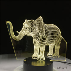 Long Nose Elephant 3D LED Night Lights LED Animal Lamp 7 Colorful Changing LED Touch Table Lamp Kids Birthday Gift AW-1075