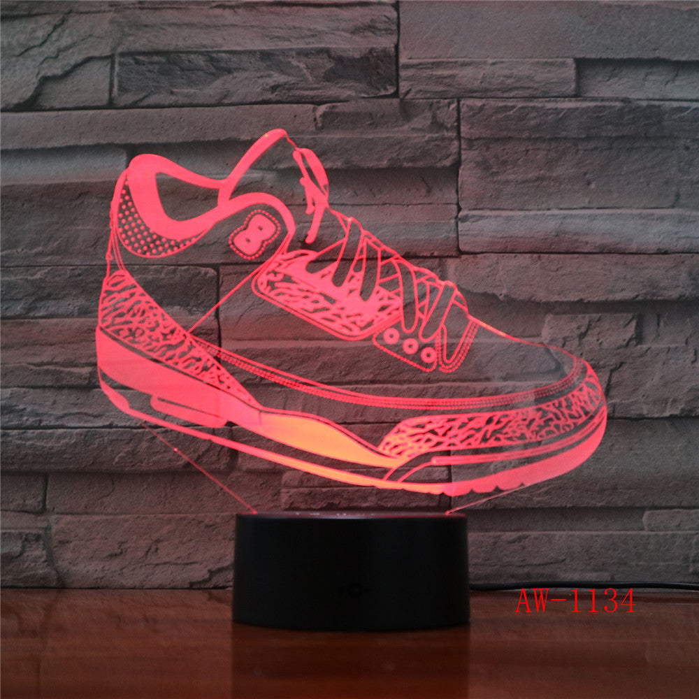 Mood Lighting Visual Casual Shoe Styling Table Lamp Kid Bedroom 3D LED Touch Switch Colorful Gradient NightLight AW-1134