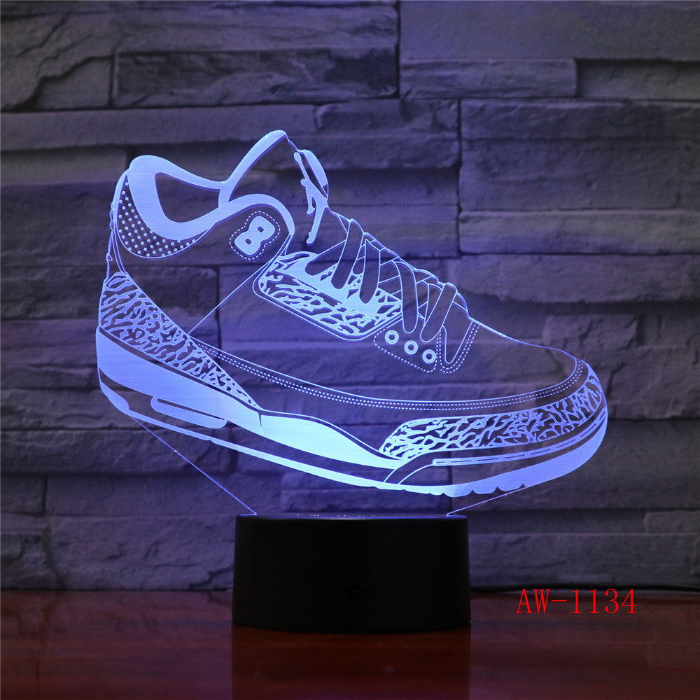 Mood Lighting Visual Casual Shoe Styling Table Lamp Kid Bedroom 3D LED Touch Switch Colorful Gradient NightLight AW-1134