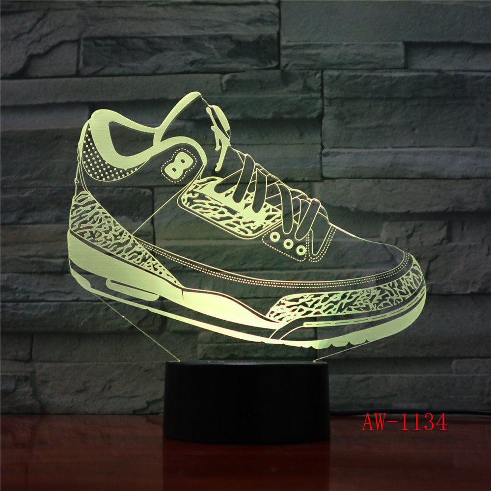 Mood Lighting Visual Casual Shoe Styling Table Lamp Kid Bedroom 3D LED Touch Switch Colorful Gradient NightLight AW-1134