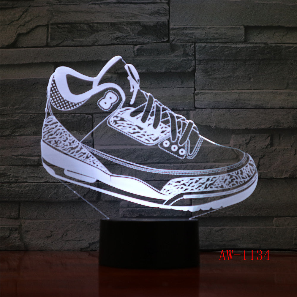 Mood Lighting Visual Casual Shoe Styling Table Lamp Kid Bedroom 3D LED Touch Switch Colorful Gradient NightLight AW-1134