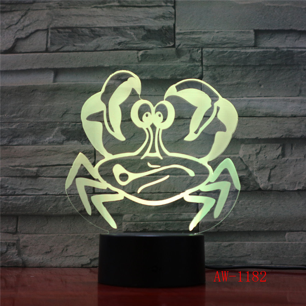 3D USB Children'S Bedside Sleep Led Decoration Creative Night Lights 7 Colors Visual Crab Table Lamp Lighting Toy Gifts AW-1182