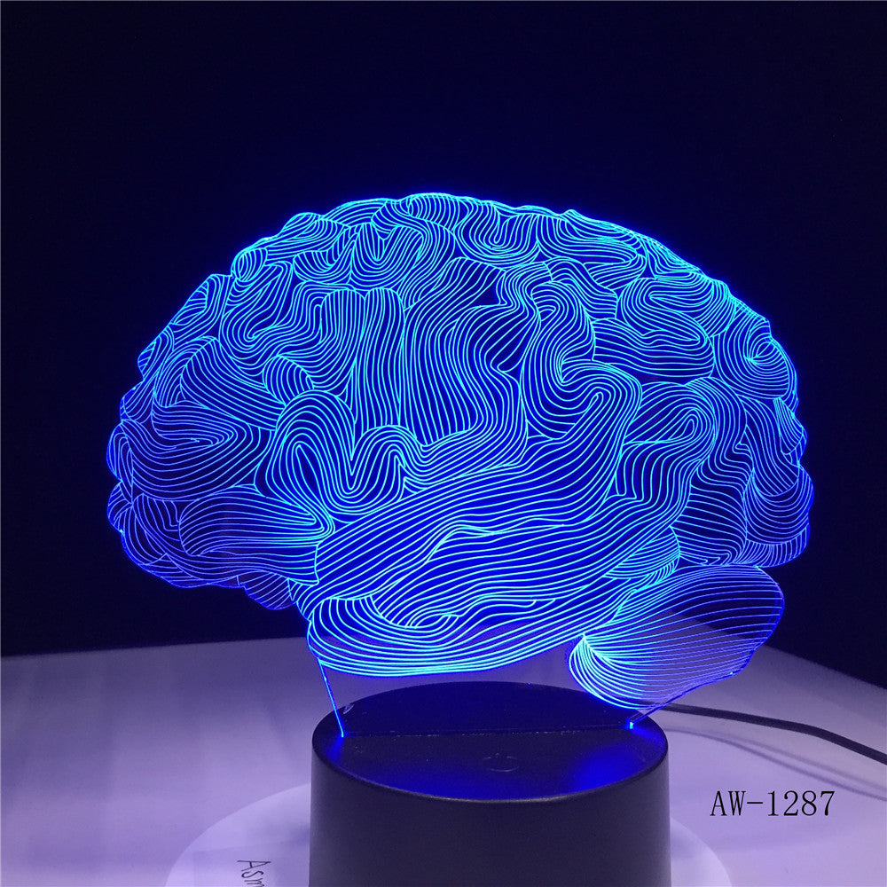 Brain Shape 3D Illusion Lamp 7 Color Change Touch Switch LED Night Light Acrylic Desk lamp Atmosphere Novelty Lighting AW-1287
